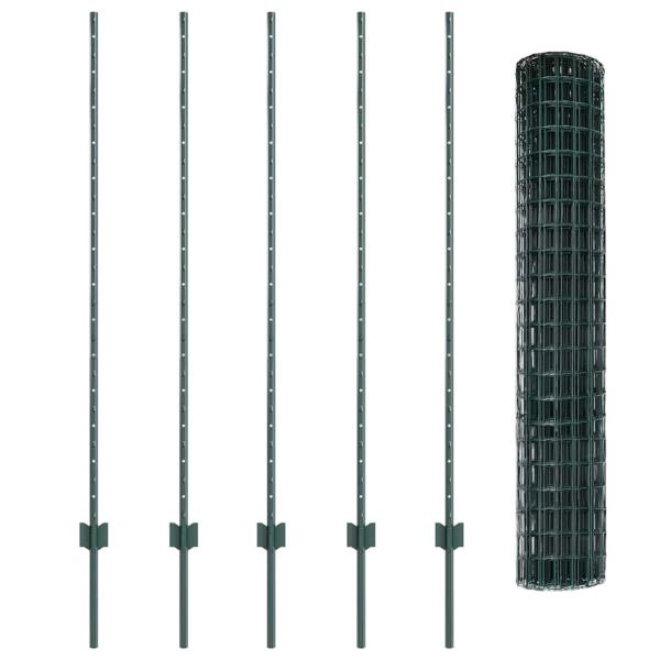 Euro Zaun Set Set aus 2 Grün Metall Groß Langlebig Euro Zaun