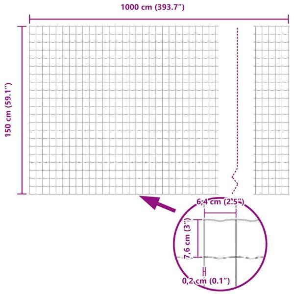 Gartenzaun Set Set von 2 Grün Metall 10 x 1,5 m Langlebig