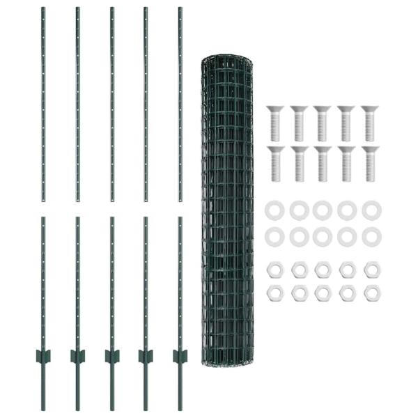 Euro-Zaun Set aus 2 Grün Pulverbeschichteter Stahl 10 x 1,6 m