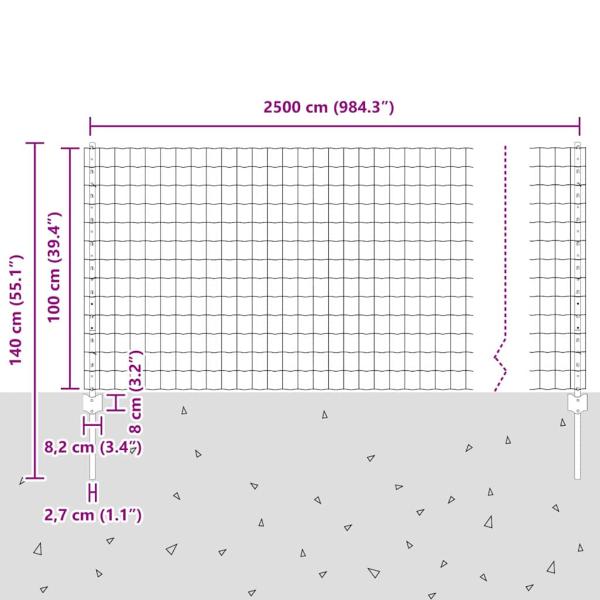 Euro-Zaun mit Pfosten 25 x 1 m PVC-beschichteter Stahl Grün