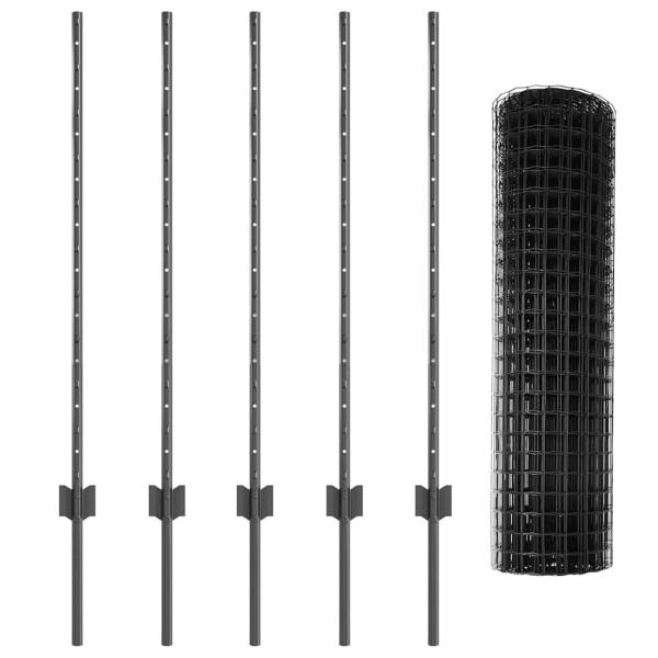 Gartenzaun Set 2er Pack Grau Metall 10 x 1 m Langlebig