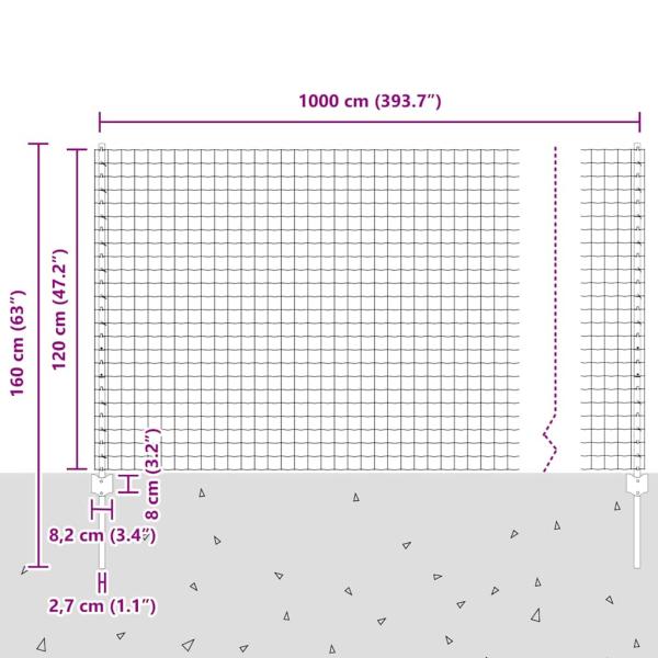 Euro-Zaun mit Pfosten 10 x 1,2 m PVC-beschichteter Stahl Grau