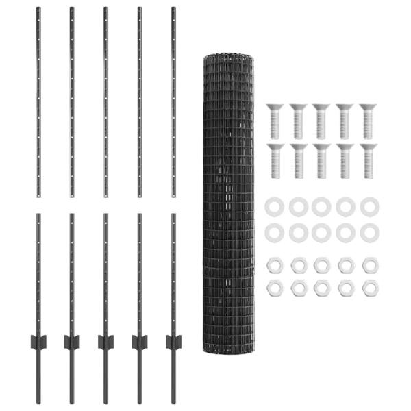 Gartenzaunset 2er Set Grau Metall Standard Langlebig