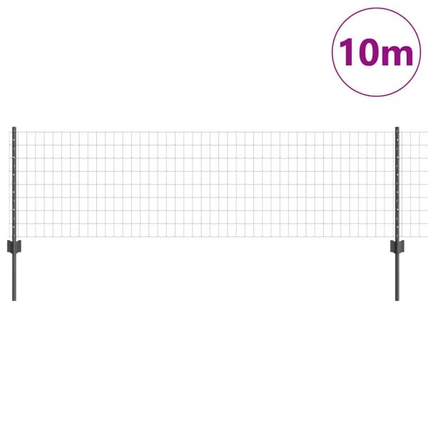 Euro Zaun Set Set von 2 Grau Pulverbeschichteter Stahl 10 x 0.6 m