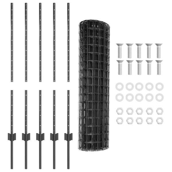 Gartenzaunset 2er Set Grau Metall 10 x 1 m Robust Gartenzaun