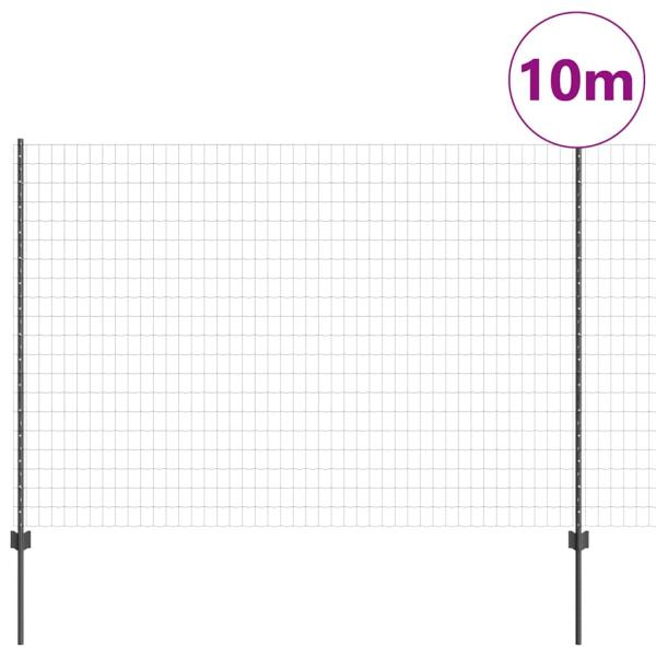 ARDEBO.de - Graues Eurozaun-Set 2er-Pack Grau Metall mit PVC-Beschichtung