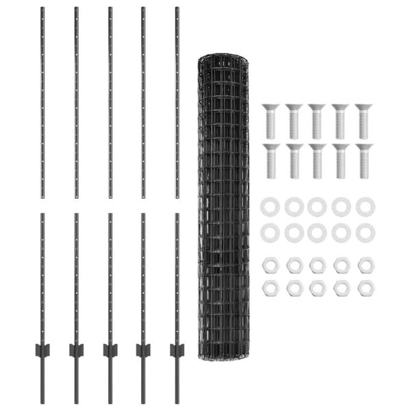 Graues Eurozaun-Set 2er-Pack Grau Metall mit PVC-Beschichtung