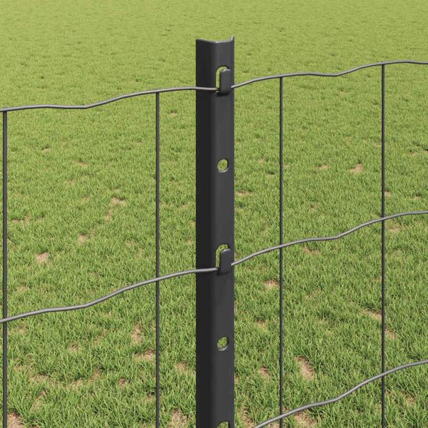 Euro-Zaun mit Pfosten 25 x 1,2 m PVC-beschichteter Stahl Grau