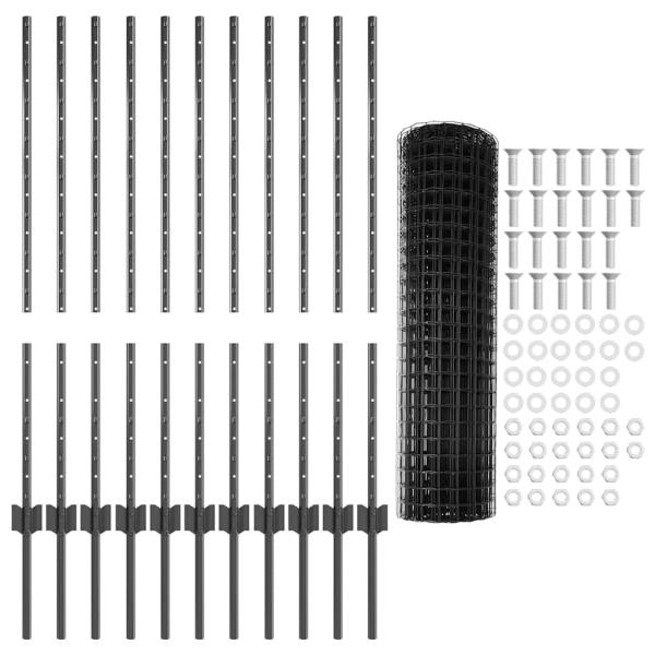 Gartenzaunset 2er Set Grau Pulverbeschichteter Stahl 25 x 1 m
