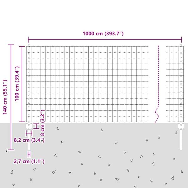 Gartenzaunset Set aus 2 Grau Pulverbeschichteter Stahl 10 x 1 m