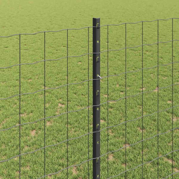 Euro-Zaun mit Pfosten 10 x 1,4 m PVC-beschichteter Stahl Grau