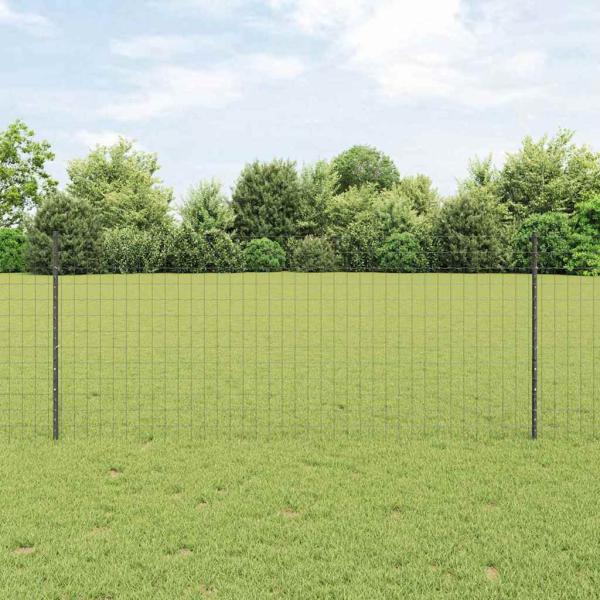 ARDEBO.de - Gartenzaun Set 2er Set Grau Pulverbeschichteter Stahl 25 x 1 m
