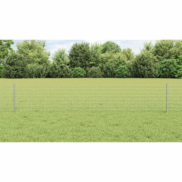 Euro-Zaun mit Pfosten 10 x 0,4 m Verzinkter Stahl Silber Netz