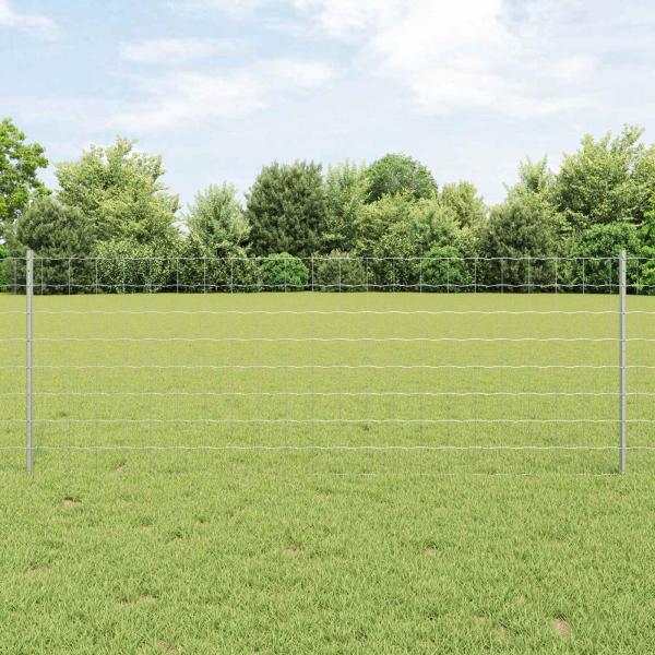 ARDEBO.de - Euro-Zaun mit Pfosten 10 x 0,8 m Verzinkter Stahl Silber Netz
