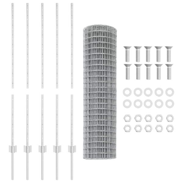 Gartenzaunset Set aus 2 Feuerverzinkter Stahl 10 x 1,2 m