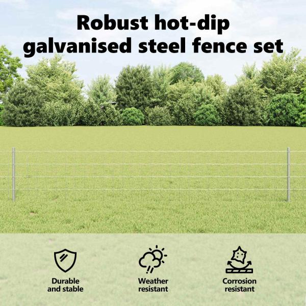 Gartenzaun Set Set aus 2 Feuerverzinktes Silber
