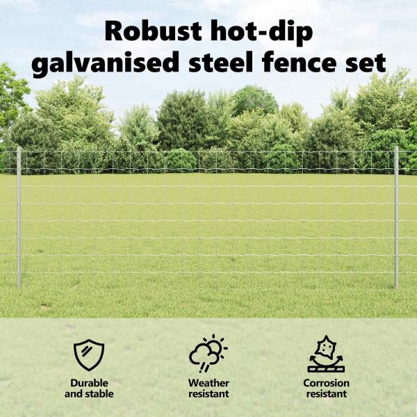 Gartenzaun Set Set aus 2 Verzinkt Verzinkter Stahl 25 x 0,8 m