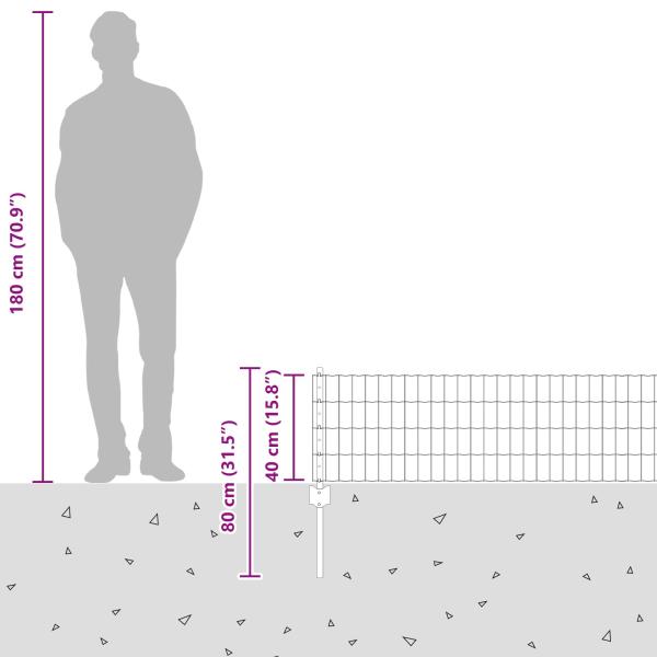 Gartenzaun Set Set mit 2 Zaunelementen Verzinkter Stahl 25 x 0,4 m