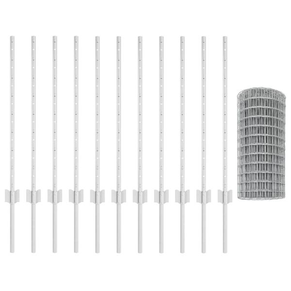 Euro-Zaun-Set Set mit 2 Verzinkt Verzinkter Stahl 25 x 0.8 m