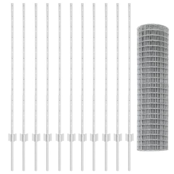 Gartenzaunset Set aus 2 Verzinkter Stahl 25 x 1,2 m Robuster
