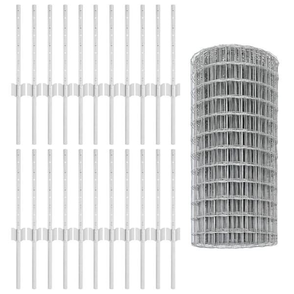 Euro-Zaun Set von 3 Verzinkter Stahl 50 x 0,4 m Robust