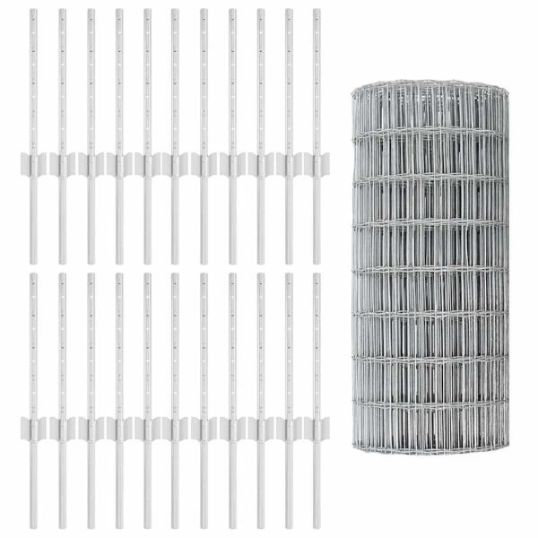 Gartenzaun Set Set mit 3 Galvanisierter Stahl Mittel Erweiterbar