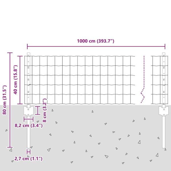 Gartenzaun Set 2 Teilig Verzinkter Stahl 10 x 0,4 m Langlebig