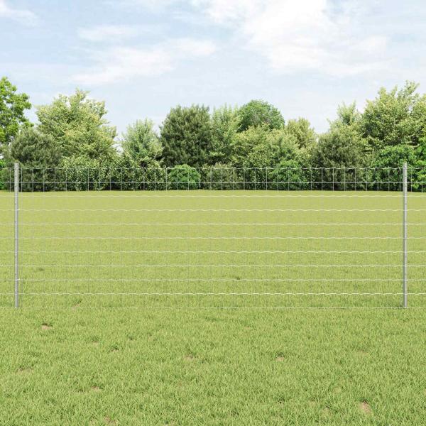 ARDEBO.de - Euro-Zaun mit Pfosten 10 x 0,8 m Verzinkter Stahl Silber Netz