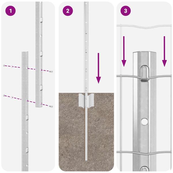 Gartenzaun Set Set aus 2 Verzinktes Grau Verzinkter Stahl