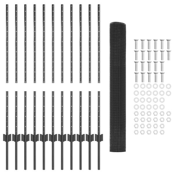 Geschweißter Maschendrahtzaun Set von 2 Grau Stahl 25 x 1 m