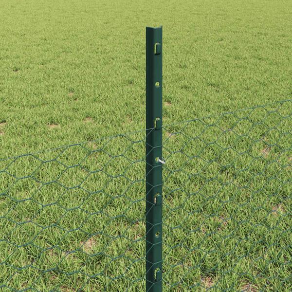 Gartenzaun-Set 2 Stück Grün PVC-beschichteter Stahl 25 x 0,5 m