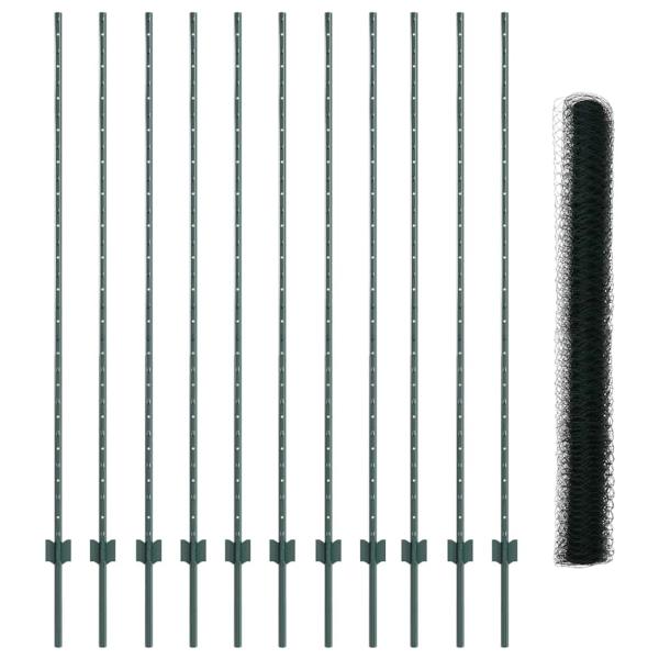 Gartenzaun-Set Set aus 2 Grün Metall, Kunststoff 25 x 1,5 m