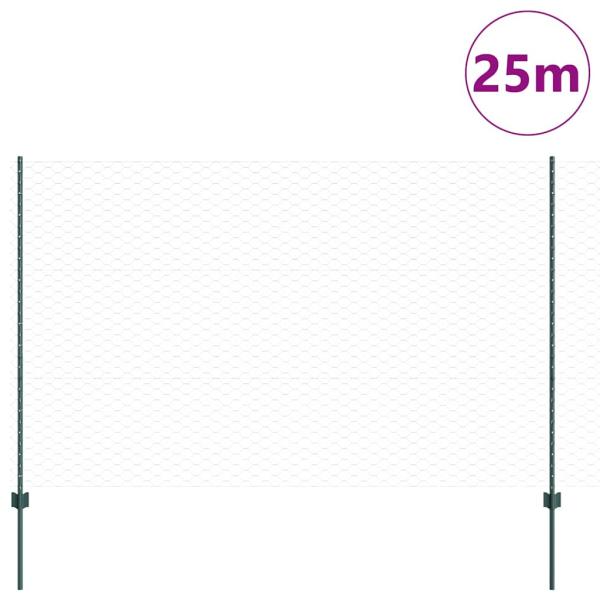 Gartenzaun Set 2er Set Grün Metall 25 x 1,5 m Gartenzaun