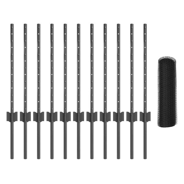 Gartenzaun-Set Set aus 2 Grau Stahlnetz 25 x 0,5 m Zaun Tragbar