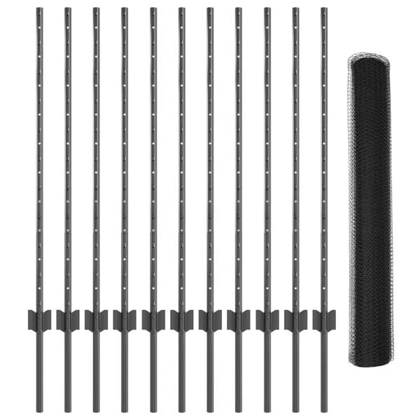Gartenzaun Set Set von 2 Grau Metall 25 x 1 m Langlebig