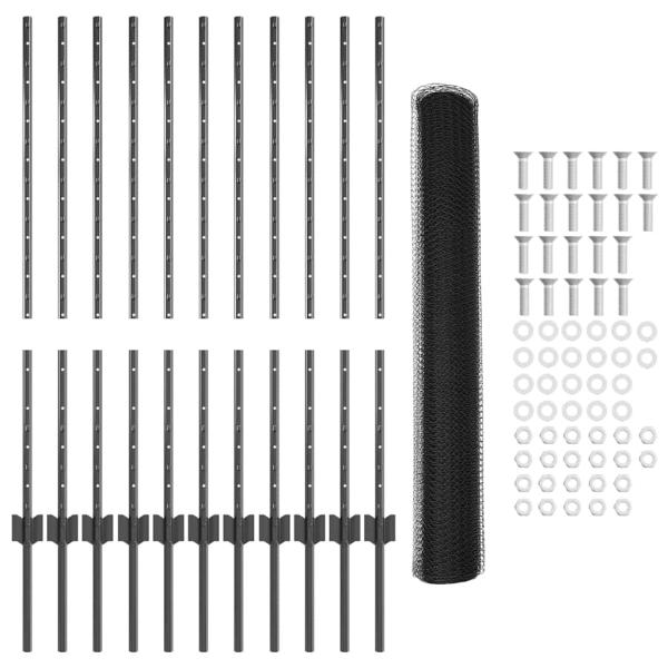 Gartenzaun Set Set von 2 Grau Metall 25 x 1 m Langlebig
