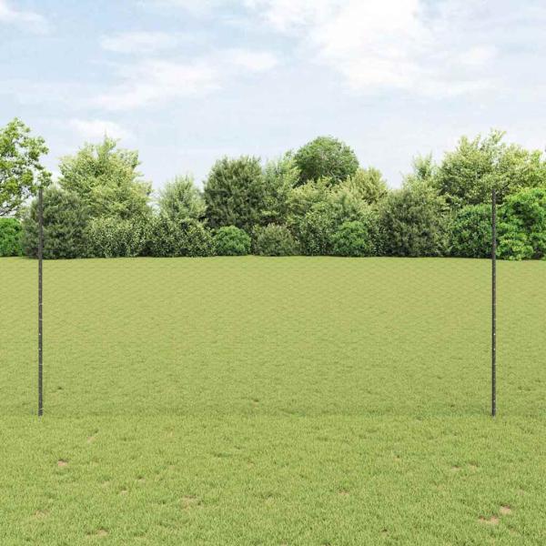 ARDEBO.de - Gartenzaunset Set aus 2 Grau Pulverbeschichteter Stahl 25 x 1,5 m