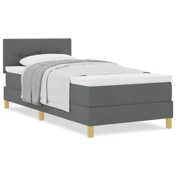 Boxspringbett mit Matratze Dunkelgrau 100x200 cm Stoff