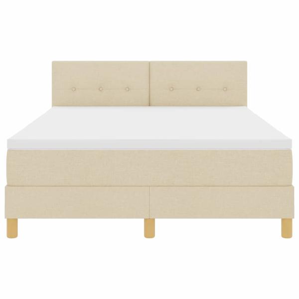 Boxspringbett mit Kissen mit Kopfteil Creme 140 x 200 cm Stoff
