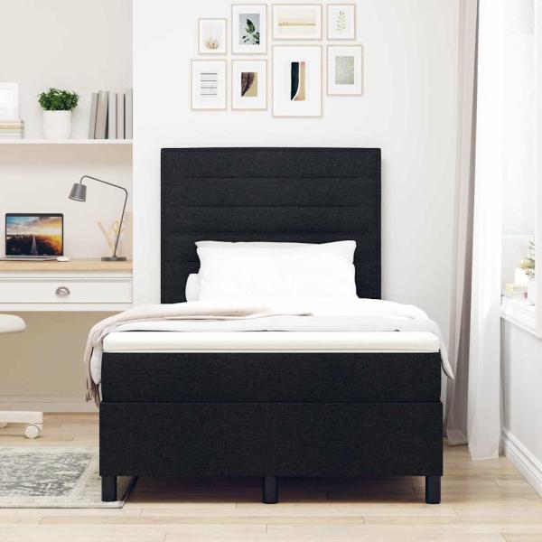 Boxspringbett mit Matratze Schwarz 120x200 cm Stoff