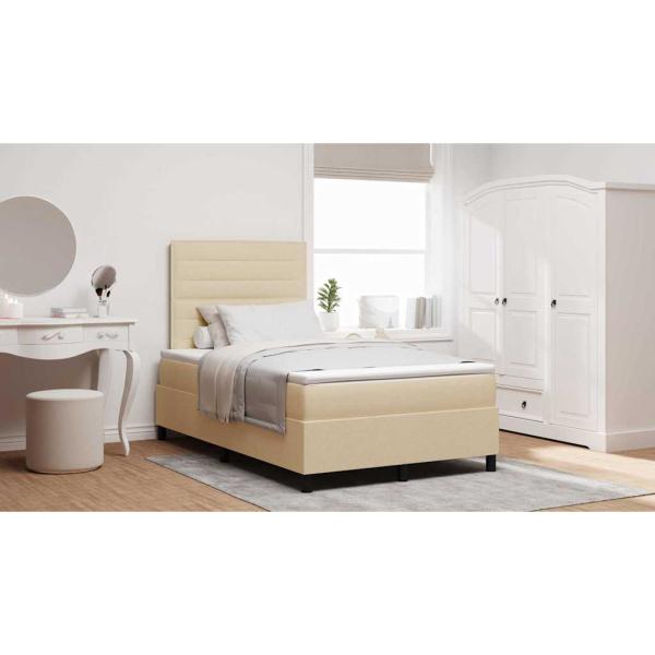 Boxspringbett mit Matratze Creme 120x200 cm Stoff