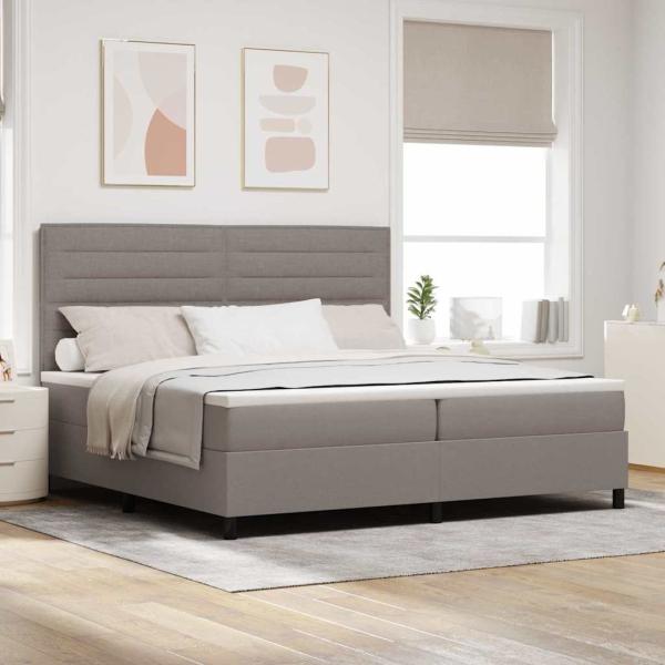 Taupe Boxspringbett mit Matratze 200x200 cm Stoff