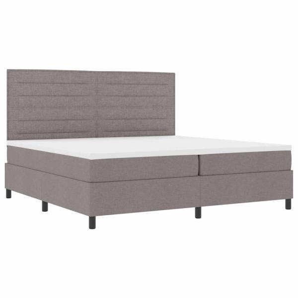 Taupe Boxspringbett mit Matratze 200x200 cm Stoff