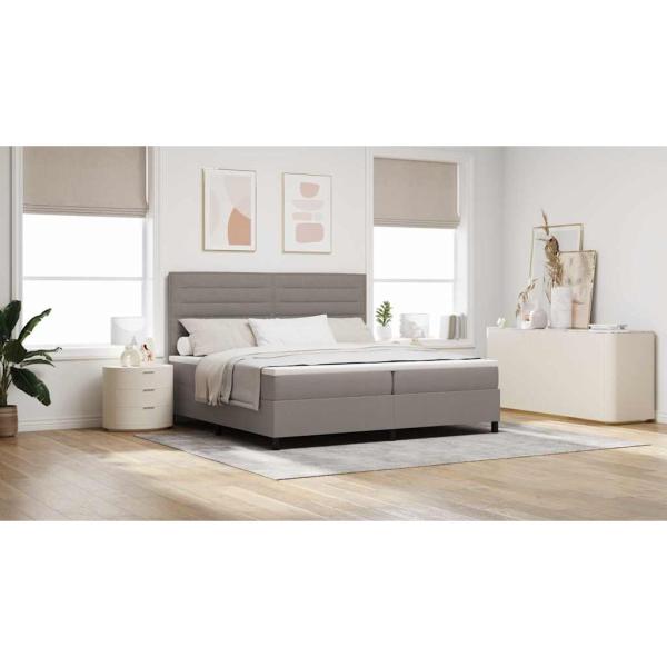 Taupe Boxspringbett mit Matratze 200x200 cm Stoff
