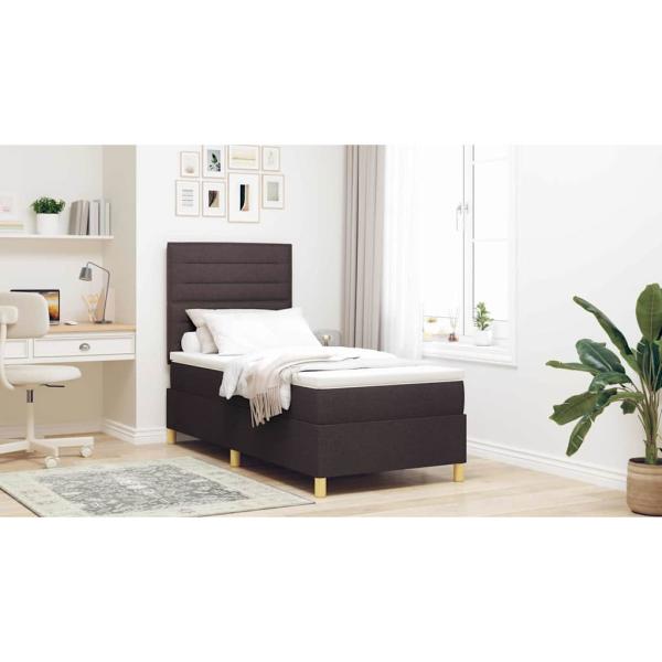 Boxspringbett mit Matratze Dunkelbraun 100x200 cm Stoff