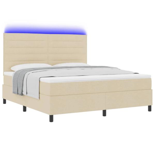 Boxspringbett mit Matratze & LED Creme 180x200 cm Stoff