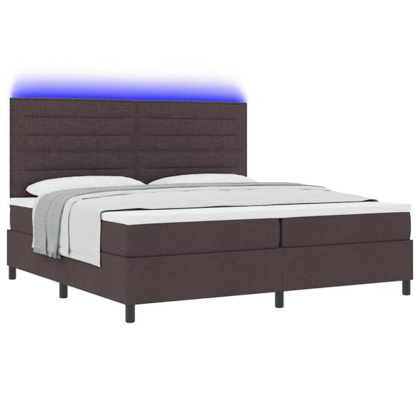 Boxspringbett mit Matratze & LED Dunkelbraun 200x200 cm Stoff