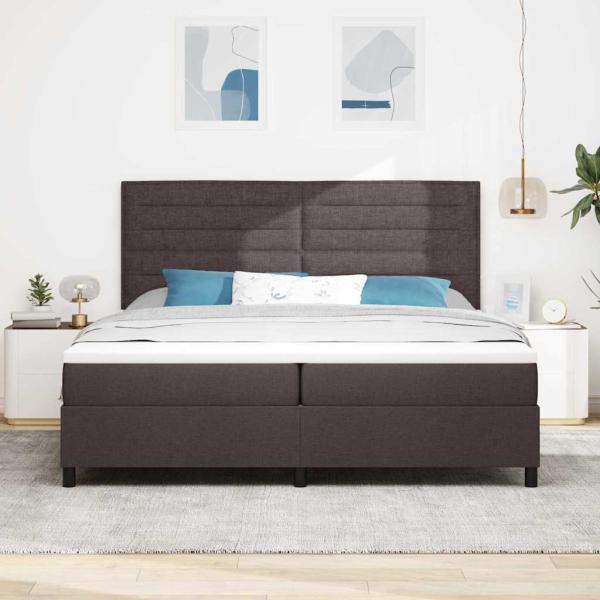 Boxspringbett mit Matratze & LED Dunkelbraun 200x200 cm Stoff
