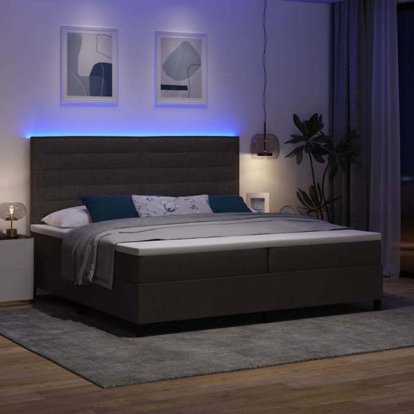 Boxspringbett mit Matratze & LED Dunkelbraun 200x200 cm Stoff