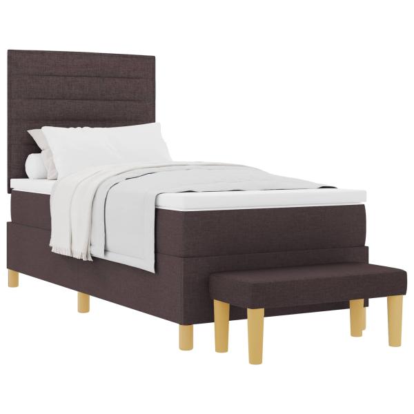 Boxspringbett mit Matratze & Bank Dunkelbraun 100x200 cm Stoff